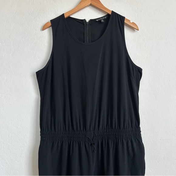 Athleta Jumpsuit 16 Sleeveless Elastic Waist Stretch Pockets Lightweight Black - Picture 3 of 12